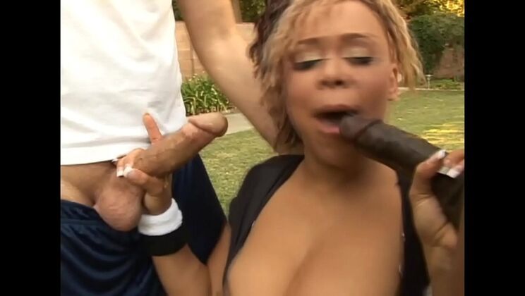 Thick ebony babe takes massive BBC in wild anal DP gangbang