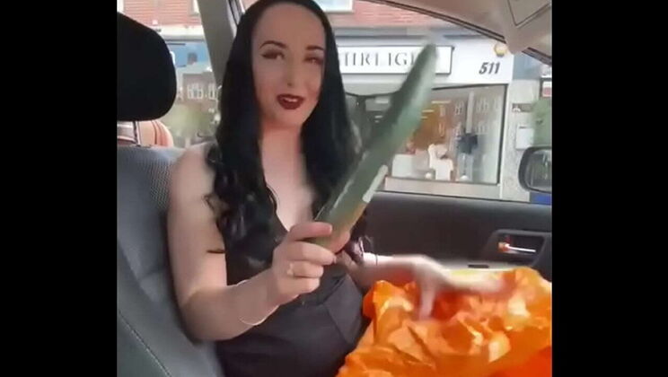 Teen Ellie Louise Fucks Her Pussy with Cucumber in Public - Solo Action