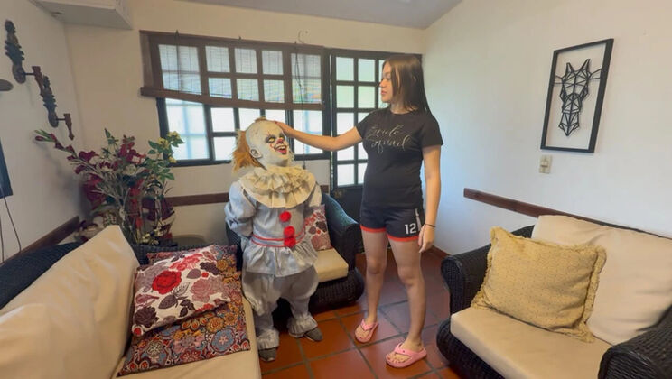 Julianaburning fucks mysterious cabin clown for hot milk - interracial blowjob & squirting orgasm