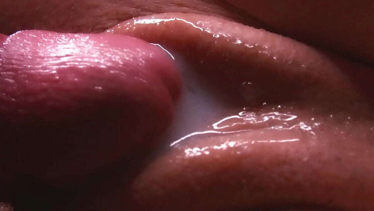 Slow Motion POV Creampie Closeup - Teen Amateur Orgasm with Cumshot on Wet Pussy