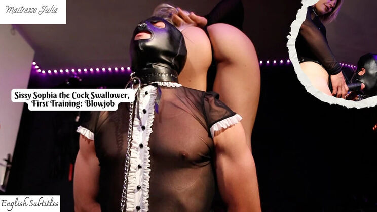 Sissy Sophia First Anal Training: Pegging and Cum on Feet by Mistress Julia