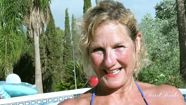 Mrs. Molly's Poolside Blowjob - British MILF Sucks Your Cock POV