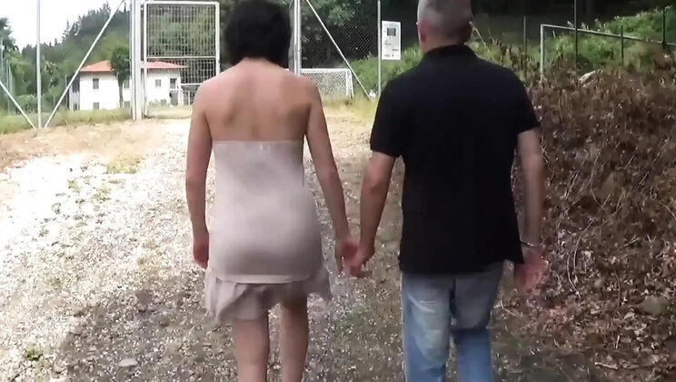 Amateur Italian Couple Fucking on Football Field - Blowjob & Facial in HD