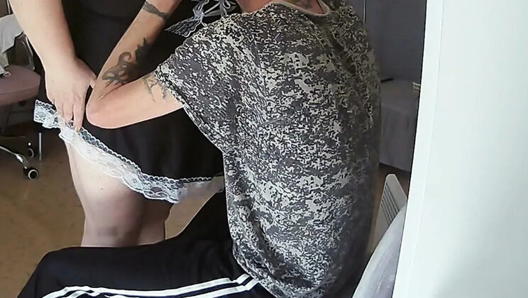 Mature Maid Lights Up Dick and Gets Doggy Style Fucking