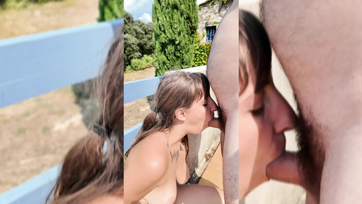 Daddy Fucks Me Hard on Terrace - Goodgirlanddad Amateur Hungarian MILF Creampie Outdoor