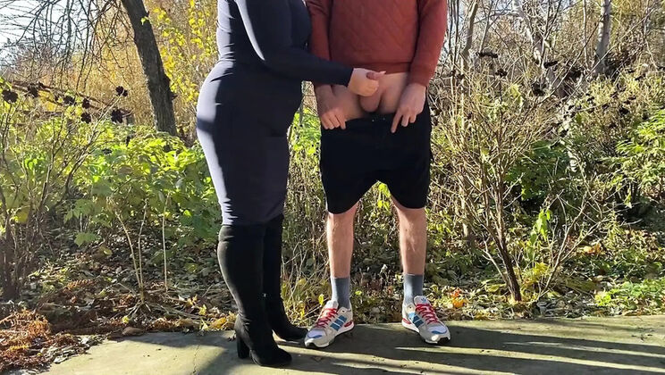 Obedient Stepson Cums for Ukrainian Step Mom Outdoor