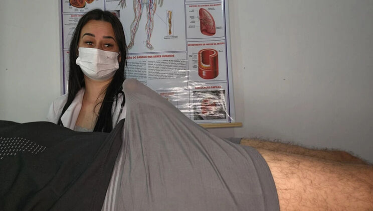 Nurse Jennyferpimenta Faces Patient's Huge Erection in Hospital Handjob