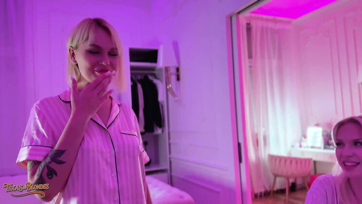 Eager Blonde Babes Greta Foss & Vera Jarw Raw Threesome Fuck with Mr. Texas