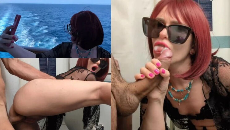 Public Toilet Blowjob on Boat - Italian MILF Deep Throat and Cum in Mouth