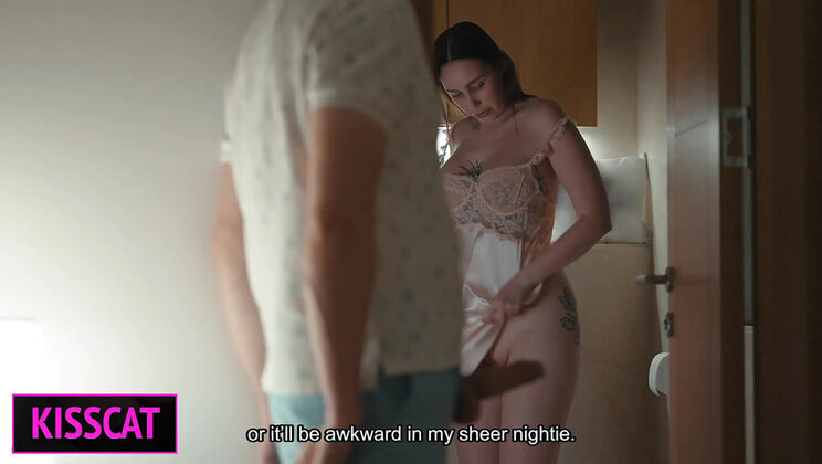 Step Mom and Step Son Share Hotel Bed - Forbidden Taboo Sex Unfolds