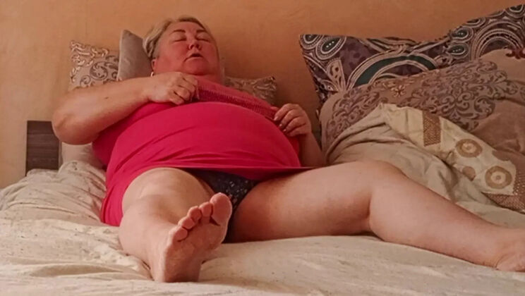 Stepmom Undresses and Caresses Her Big Natural Tits Solo