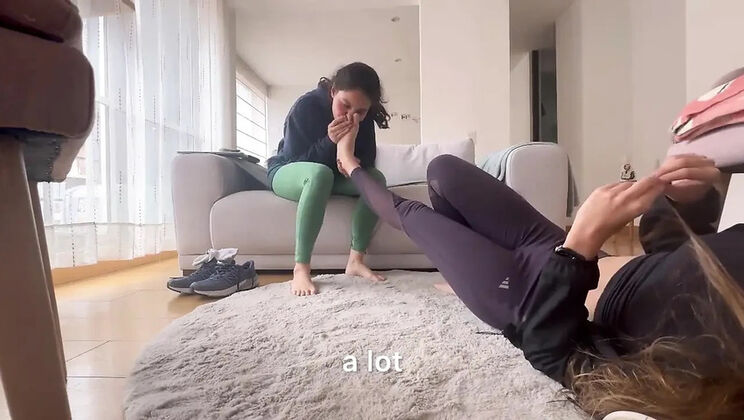 Scarlettandc Latina Lesbian Foot Wrestling - Sweaty Petite Catfight Pussy Eating