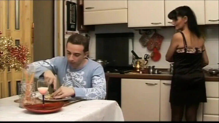 Kitchen Sex Surprise with Voluptuous Cougar MILF Big Tits