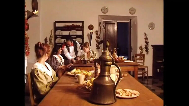 Retro Italian Orgy with Huge Tits - Roberto Malone Fucks Eva Falk & Karen Lancaume - Big Boobs Blowjob & Cum Swallowing