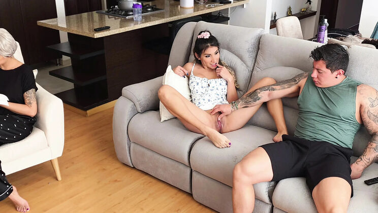 Winter Steph Horny Stepdaughter Fucks Stepdad in Front of Wife - Big Tits Latina Teen Cowgirl 4K