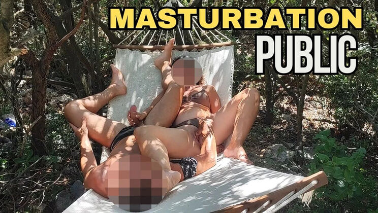 Teacher Miss Creamy Squirts & Gets Fingered in Public Park - Outdoor Handjob & Cumshot on Hammock