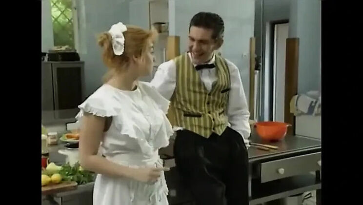 German Teen Vivienne Clash Seduced by Butler - Blonde Petite with Big Natural Tits in Kitchen Fuck