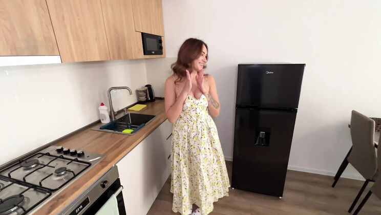 Beautiful Russian Hostess Fucked Hard in Cowgirl After Cleaning - Big Natural Tits & Redhead Amateur POV