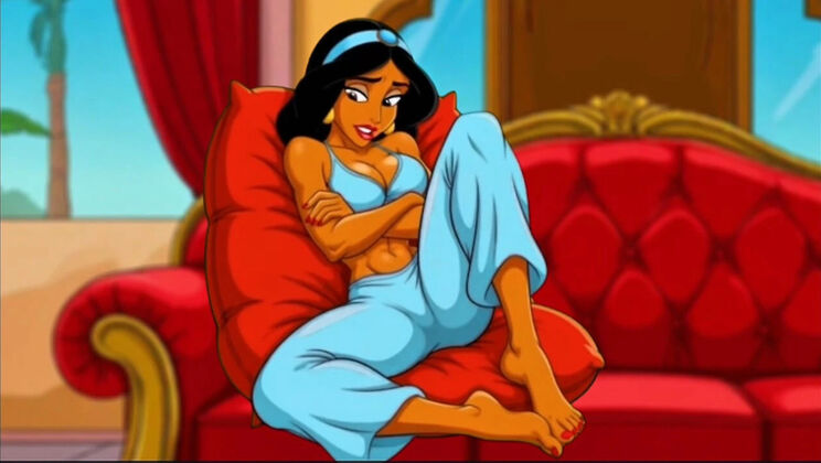 Princess Jasmine pussy rubs magic lamp for hot hentai pleasure - Octopussy cartoon sex parody