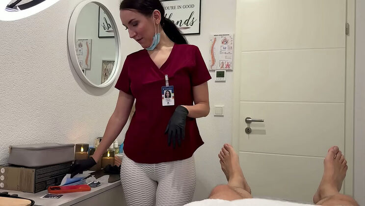 Nurse Eva Keks Deep Throat Blowjob POV - Sloppy Ball Licking & Cum in Mouth