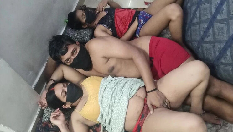Indian Bhabhi MILF Threesome with Teen College Girl - Natural Big Tits Homemade Sex