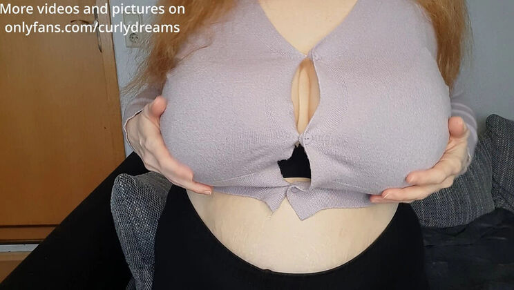 Curly Dreams German MILF Squirts on Her Big Natural Tits - Close Up 4K