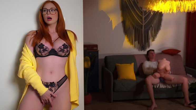 Eva Soda The Perverted Girl Next Door Fucks Sex Doll Imagining Herself | Redhead Teen Dirty Talk & Cum on Tits