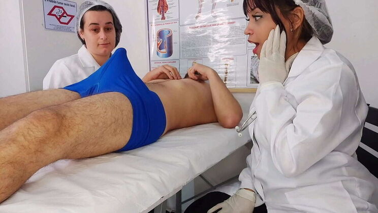 Nurse Threesome Blowjob - Jennifer Pimenta & Kah Fox Fuck Patient's Big Cock in Hospital