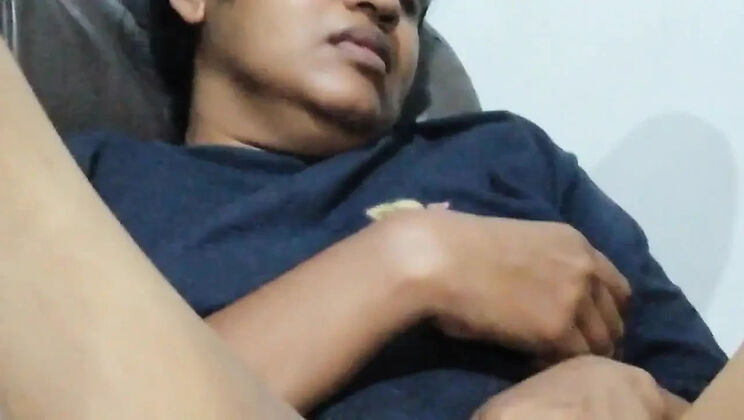 Step Sister Tina Baby Secretly Masturbating on Sofa Thinking She's Alone - Amateur Hairy Pussy Solo