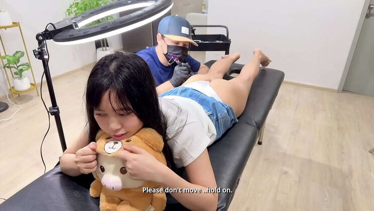 Asian amateur Mya Mya gets horny and seduces tattoo artist for rough doggystyle sex