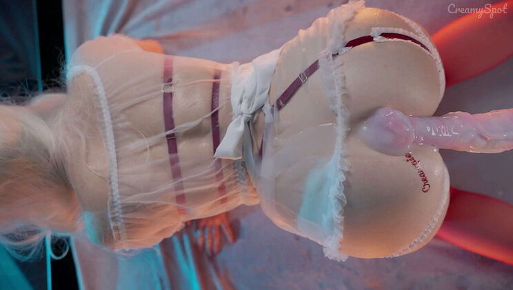 Amateur Creamy Spot Rough Dildo Filling Makes Her Scream - Tight Pussy Cum Flood