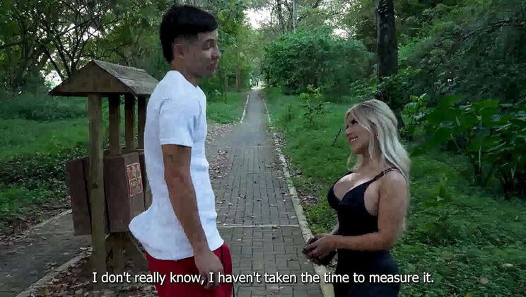 Naty Delgado Public Blowjob - Amateur Blonde Sucks Stranger's Big Cock Outside & Swallows Cum