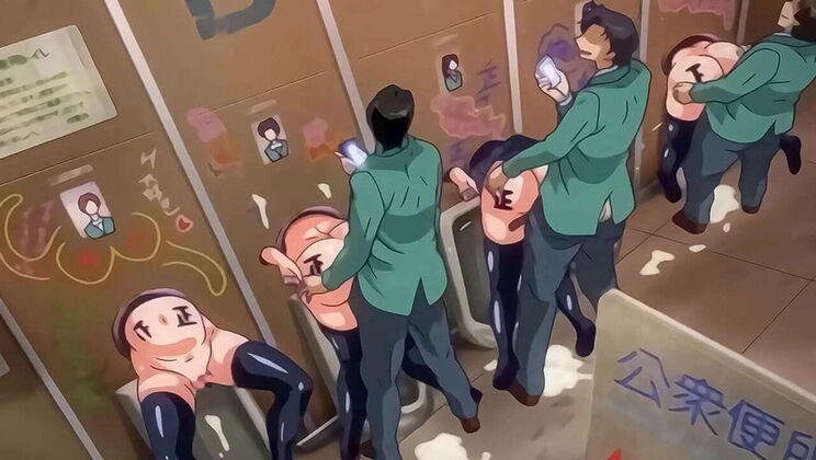 Hentai College Orgy: Public Bathroom Fuck Holes with Big Tits & Creampie