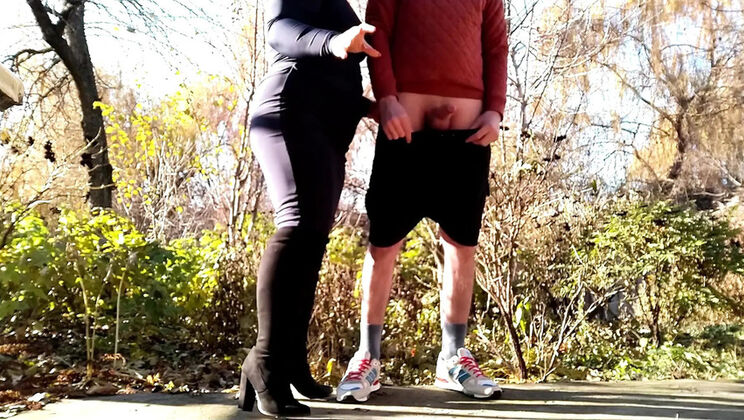 Stepson Makes Me Give Outdoor Handjob & Cumshot - MILF Stepmom Big Ass Homemade