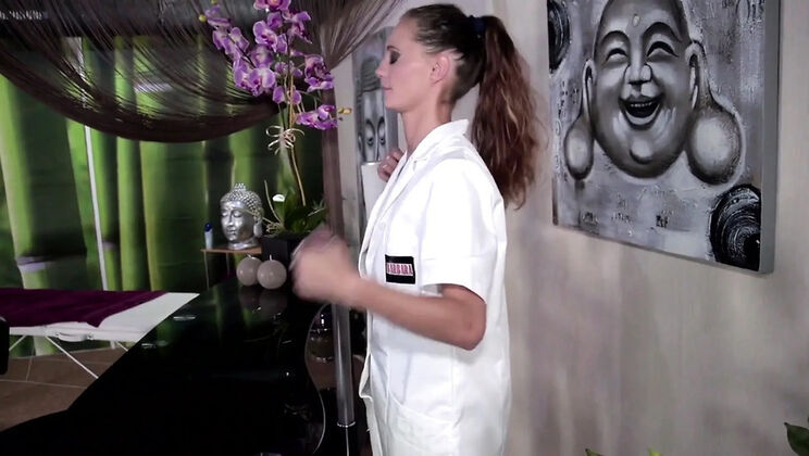 German MILF with Big Ass in Fishnet Stockings Gives Amazing Fuck and Massage