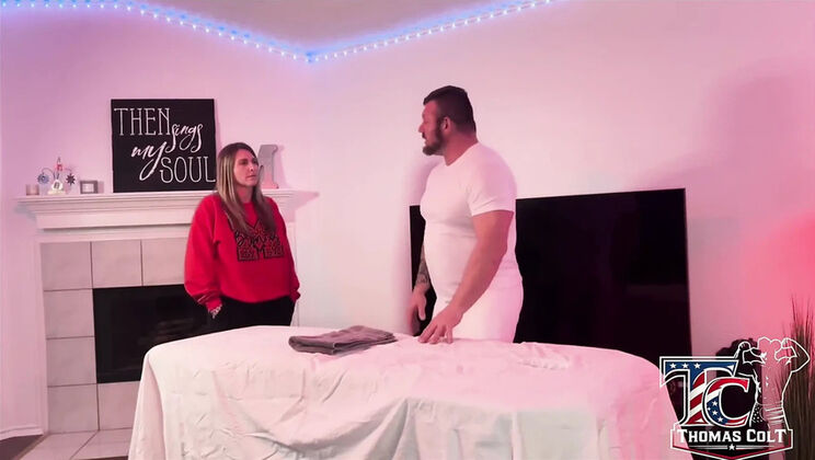 Blonde PAWG MILF Gets Doggy Style Creampie in Erotic Massage