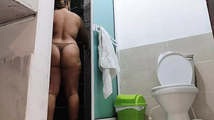 Naked Young Girl Shower Voyeur - Hidden Camera Recording in Bathroom