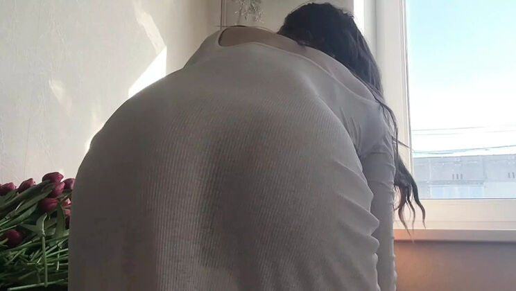 Skinny Russian Cleaning Lady In Transparent Dress - Sexy Feet & Perfect Body Fetish HD