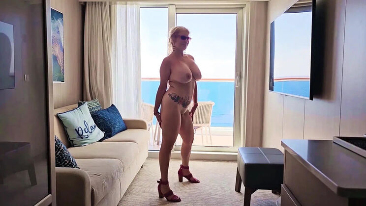 Mistress Thursday Big Tits MILF Mom Masturbating Pussy on Cruise Ship Voyeur HD