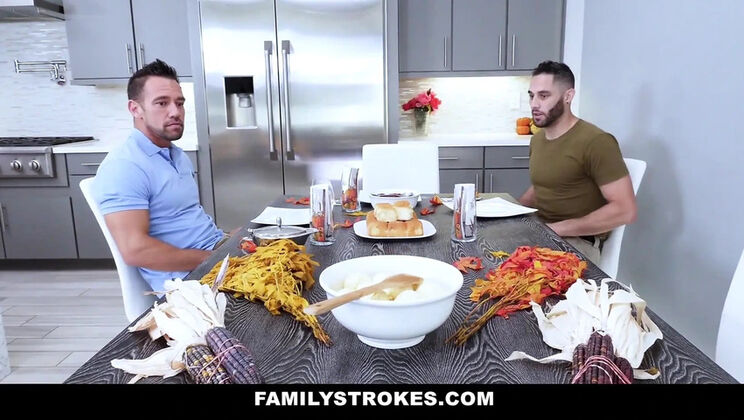 Army Soldier Fucks Stepmom's Hairy Pussy on Thanksgiving - Threesome with Johnny Castle & Phoenix Marie
