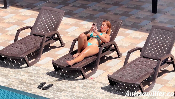 Step Mom Anissa Miller Catches Step Son Jerking Off While She Sunbathes - Big Tits Latina MILF Fucks Him Hard