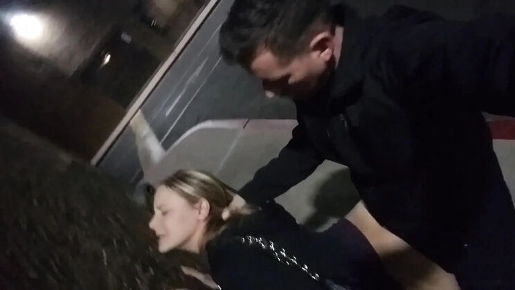 Mya Lane Wife Blowjob in Bar Parking Lot - Sneaky Public Sex with Big Cock