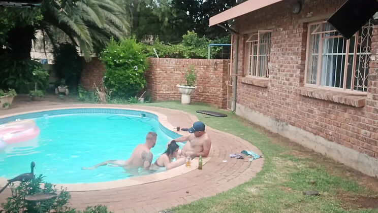 Horny Babe Gets Two Cocks by the Pool | Blowjob & Doggy