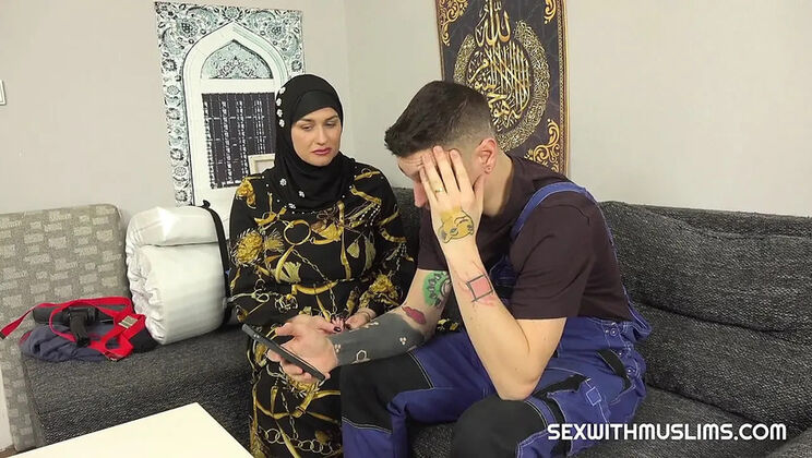 Busty Arab MILF in Hijab Sucks Big Dick Till Orgasm