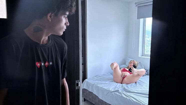 Big ass stepmom caught cheating by curious stepson, gets revealed and begs for anal sex to keep secret