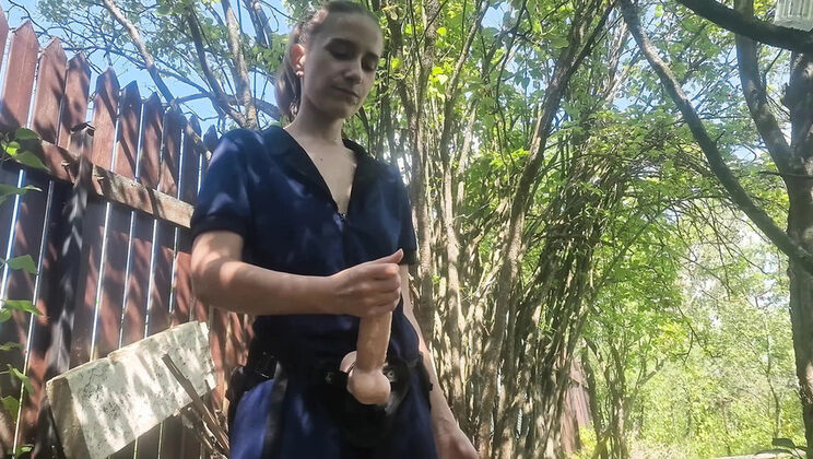 Anastasia Mistress pegs submissive Sasha Earth outdoor anal strapon fuck
