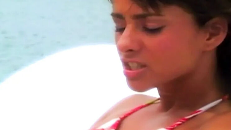 Muscular Guy Fucks Brunette in Floral Bikini on Yacht Deck