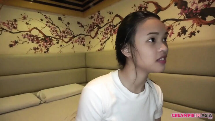 18yo cute Asian gets bareback creampie in HD casting