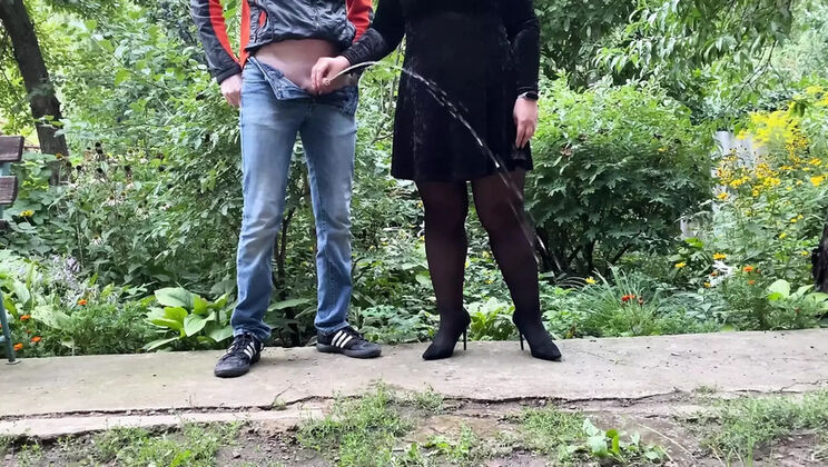 My chubby mature mother-in-law takes charge outdoors