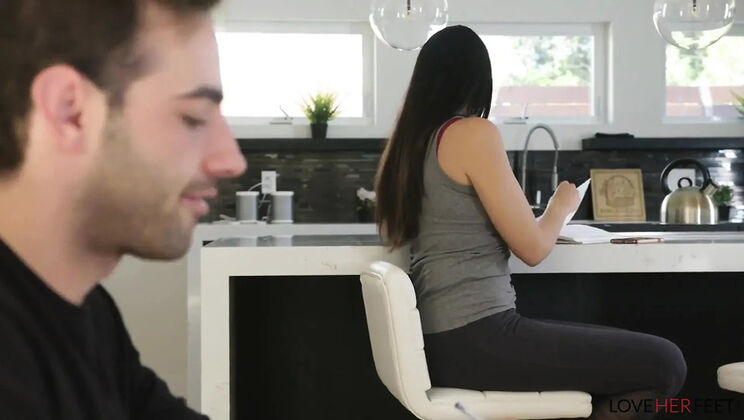 Stepson Cheats With MILF StepMom Reagan Foxx - Footjob & Cum On Feet